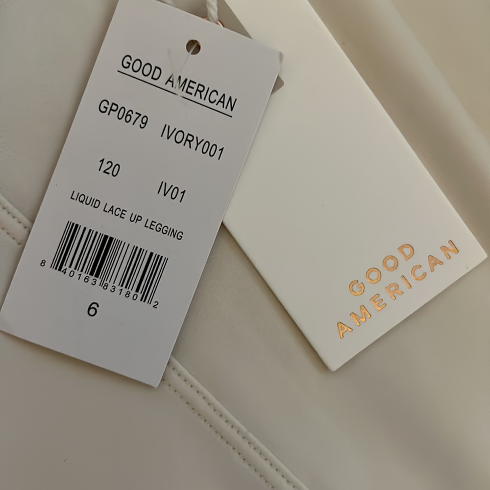 NWT Good American Bombshell Leggings in Ivory with Lace Up Fly in 6 (3X) - Picture 5 of 10